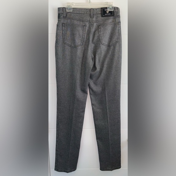 Versace Men’s Silver Metallic Grey Black Pants 33 / 47 90s Y2K - Picture 8 of 10